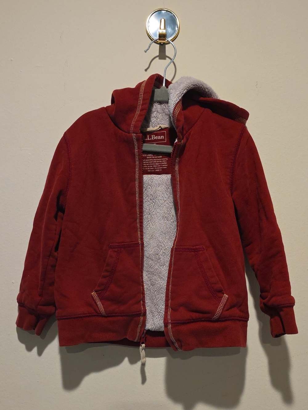 L.L. Bean Kids' Rust Red Sherpa-Lined Hooded Puffer Jacket 4t